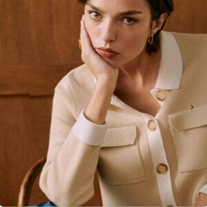 Sezane Betty Cardigan in Bisquit and Vanilla